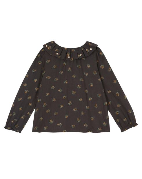 Blouse Fleurs gris anthracite
