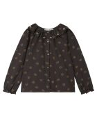 Blouse Fleurs gris anthracite
