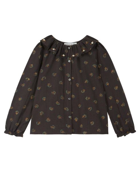 Blouse Fleurs gris anthracite