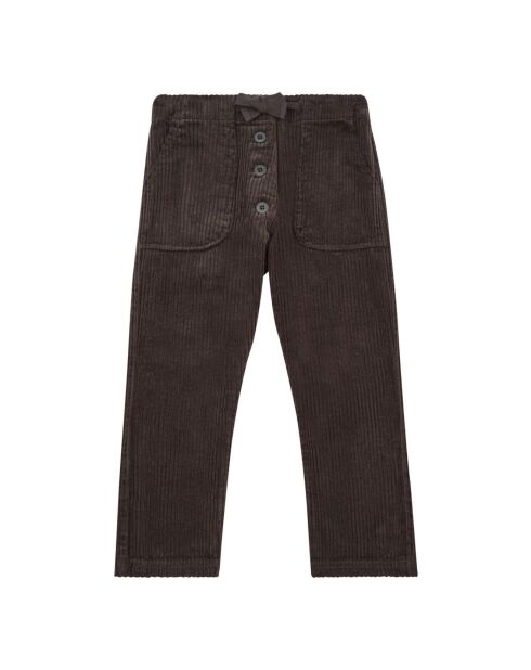 Pantalon en Velours Côtelé Boutonné gris anthracite