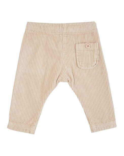 Pantalon en Velours Côtelé Boutonné écru