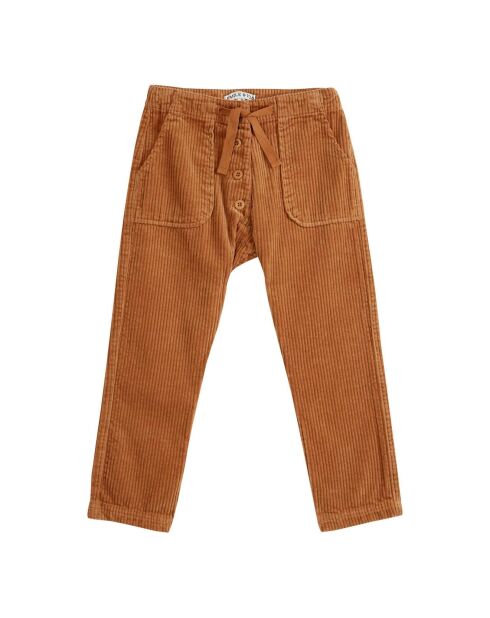 Pantalon en Velours Côtelé Boutonné camel