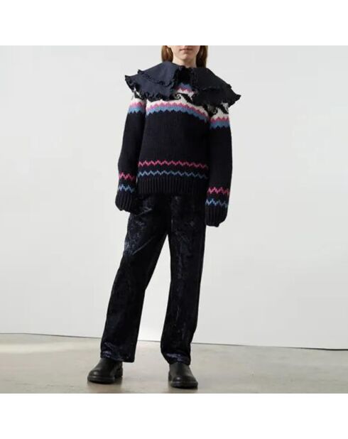 Pantaloni in velluto blu notte