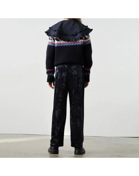 Pantaloni in velluto blu notte