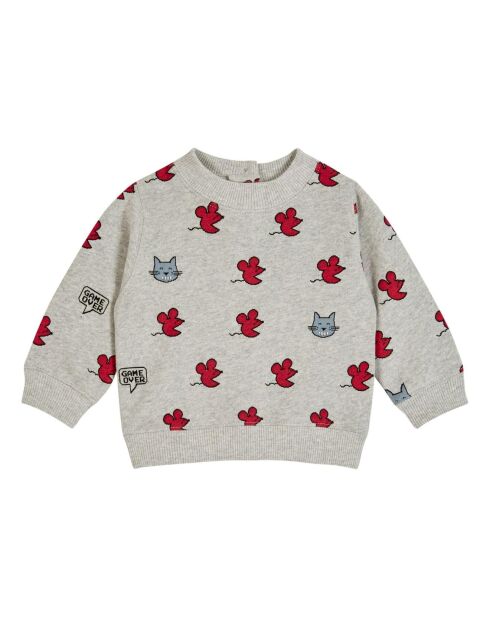Sweat Velours en Coton Bio Souris gris