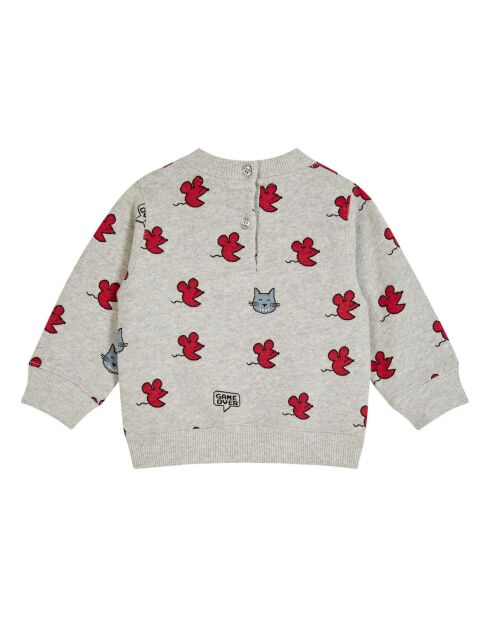 Sweat Velours en Coton Bio Souris gris
