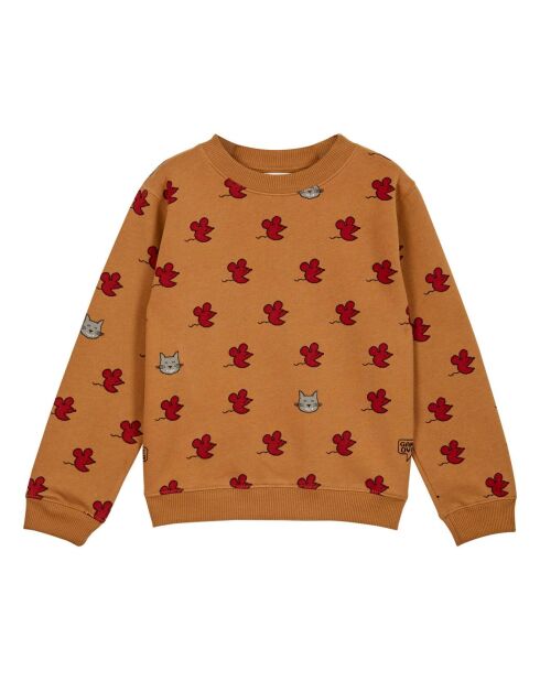 Sweat Velours en Coton Bio Souris camel