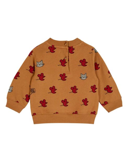 Sweat Velours en Coton Bio Souris camel