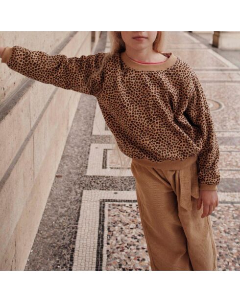 Sweat Coton Bio Léopard camel