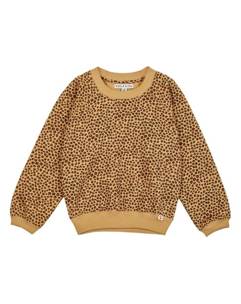 Sweat Coton Bio Léopard camel