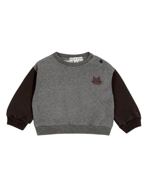 Anthrazitgraues zweifarbiges Sweatshirt aus Bio-Baumwolle