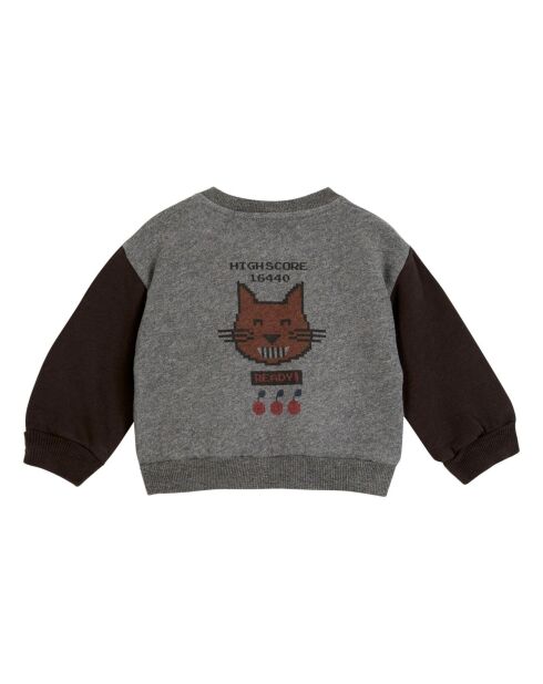 Sweat en Coton Bio Bicolore gris anthracite