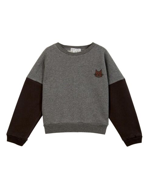 Sweat en Coton Bio Bicolore gris anthracite