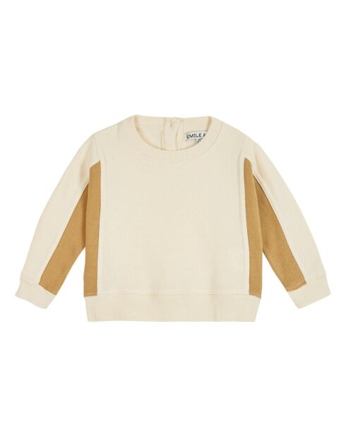 Zweifarbiges Sweatshirt aus Bio-Baumwolle in Ecru