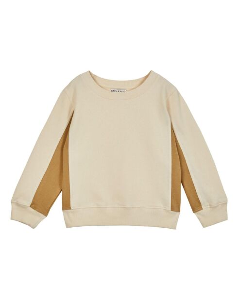 Zweifarbiges Sweatshirt aus Bio-Baumwolle in Ecru