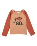 T-Shirt en Coton Bio Bicolore 80s rouille