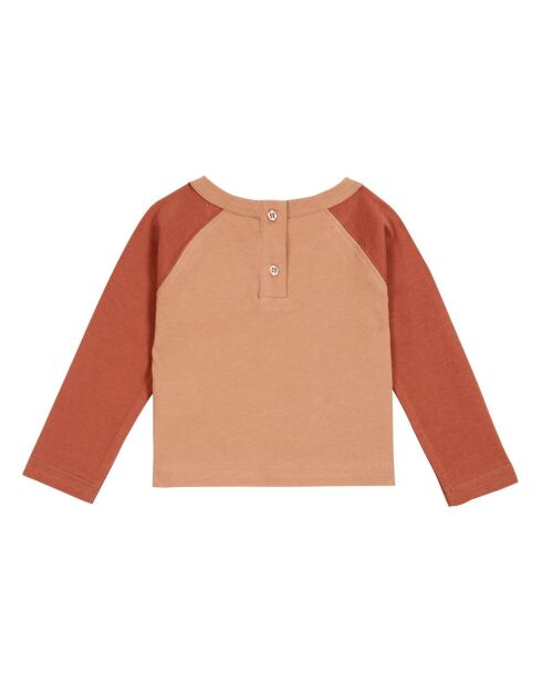 T-Shirt en Coton Bio Bicolore 80s rouille