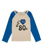 T-Shirt en Coton Bio Bicolore 80s bleu
