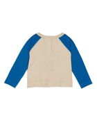 T-Shirt en Coton Bio Bicolore 80s bleu