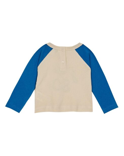 T-shirt in cotone biologico bicolore blu anni '80