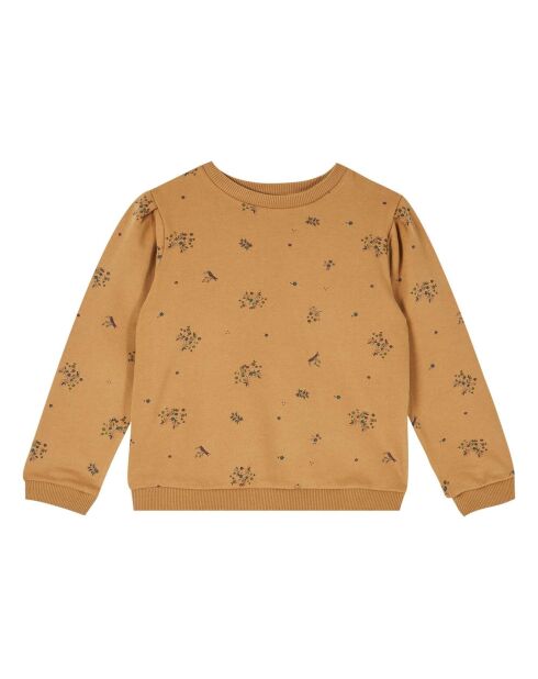 Sweat Coton Bio Fleuri camel