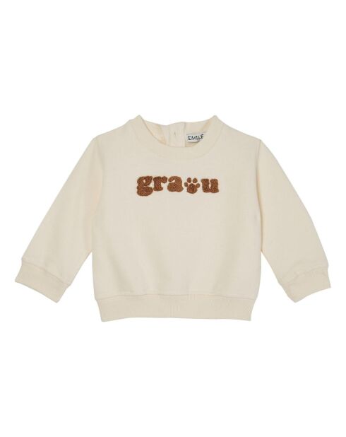 Bouclette Graou ecrufarbenes Sweatshirt aus Bio-Baumwolle