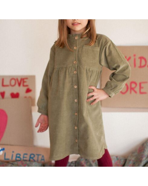 Kakigroene corduroy jurk Romane