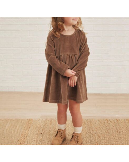 Robe Velours  en Coton Bio chocolat