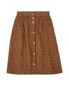 Jupe Midi Gaze de Coton Léopard Pépita camel