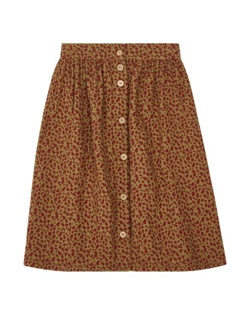 Jupe Midi Gaze de Coton Léopard Pépita camel