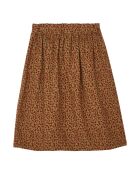 Jupe Midi Gaze de Coton Léopard Pépita camel