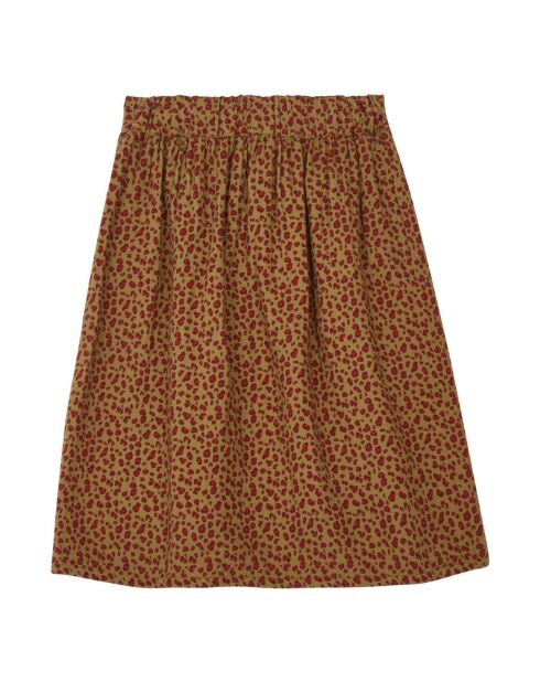 Jupe Midi Gaze de Coton Léopard Pépita camel
