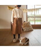 Jupe Midi Gaze de Coton Léopard Pépita camel