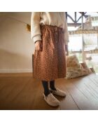 Jupe Midi Gaze de Coton Léopard Pépita camel