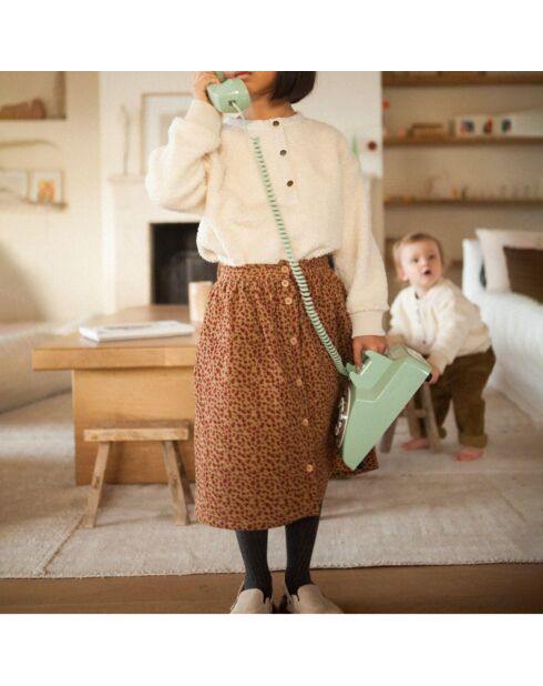 Jupe Midi Gaze de Coton Léopard Pépita camel