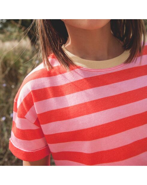 T-shirt Mini Amore Rayé rose bonbon