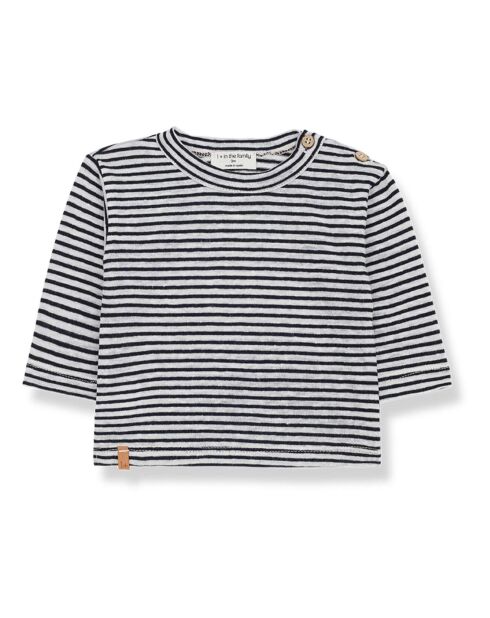 T-Shirt Rayé en Lin mélangé Mikel bleu marine