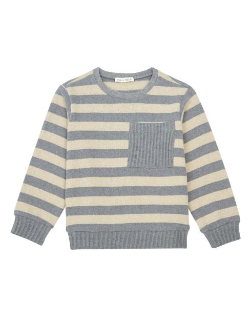 Pull Rayé beige/gris