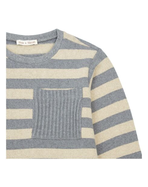Pull Rayé beige/gris