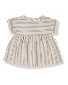 Robe manches courtes Rayée Josephine écru/camel
