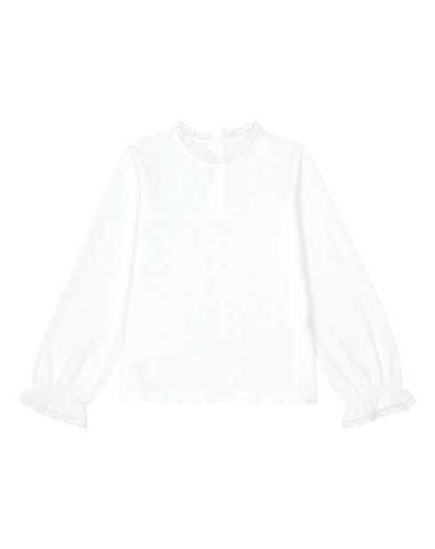 T-Shirt Col Dentelle ecru