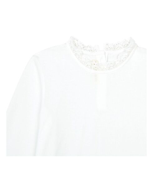 T-Shirt Col Dentelle ecru