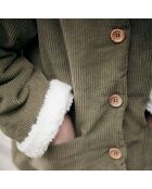 Manteau en Velours Côtelé Fourré Andrea vert