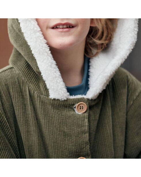 Manteau en Velours Côtelé Fourré Andrea vert