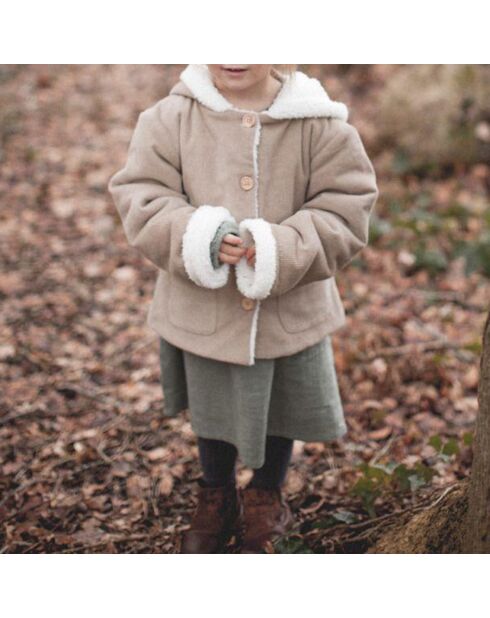 Manteau en Velours Fourré Andrea beige