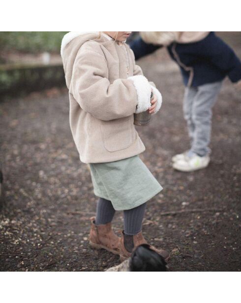Manteau en Velours Fourré Andrea beige