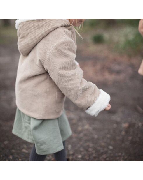 Manteau en Velours Fourré Andrea beige