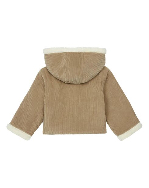 Manteau en Velours Fourré Andrea beige