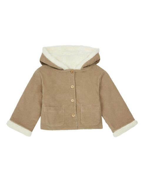 Manteau en Velours Fourré Andrea beige