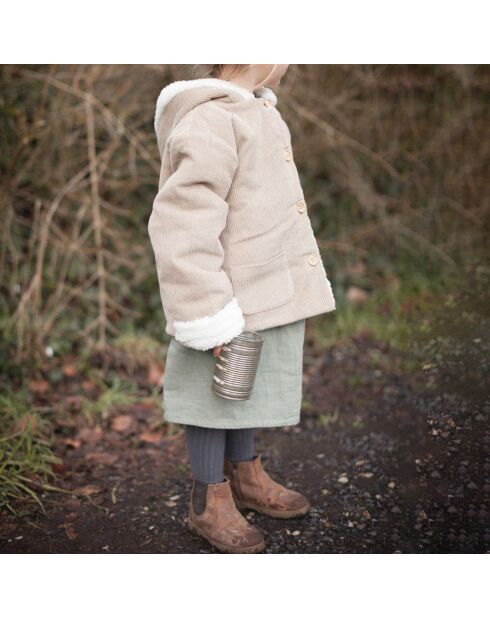 Manteau en Velours Fourré Andrea beige